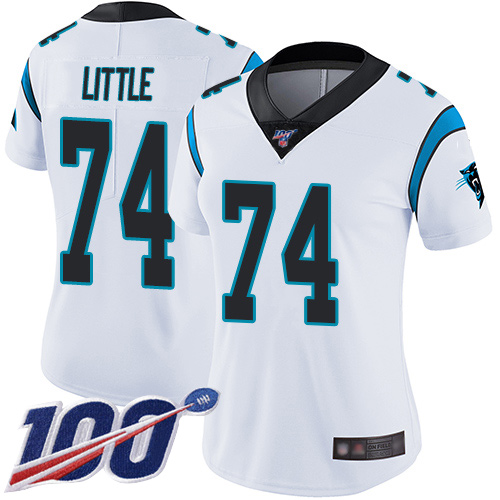 Carolina Panthers Limited White Women Greg Little Road Jersey NFL Football #74 100th Season Vapor Untouchable